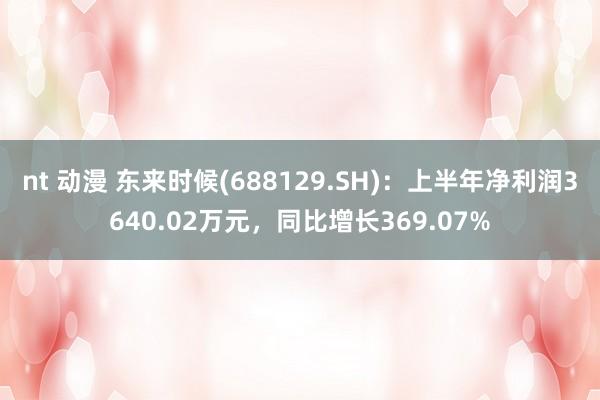 nt 动漫 东来时候(688129.SH)：上半年净利润3640.02万元，同比增长369.07%