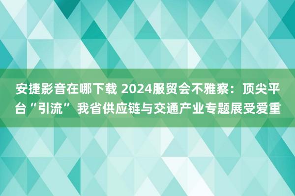 安捷影音在哪下载 2024服贸会不雅察：顶尖平台“引流” 我省供应链与交通产业专题展受爱重