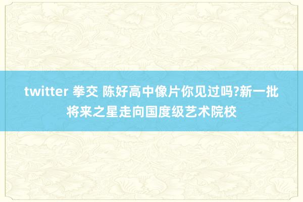 twitter 拳交 陈好高中像片你见过吗?新一批将来之星走向国度级艺术院校